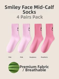 JINGCHI | White Cotton Womens Mid-Calf and Knee-High Socks