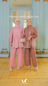 Fiona One Set Brukat Full Kancing Aktif Baju Lebaran Kondangan Kekinian Setelan Terlaris 2025