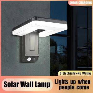 Foldable LED Solar Light Outdoor Wall Lamp 120° Motion Sensor Waterproof Street Light 3 Modes Garden Decor Spotlights Lamp