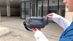 Belt bag Men 100% Genuine Leather outdoor Run sling backpack waist bag Fitness bag The New Real cowhide business Cash register wallet Phone bag women