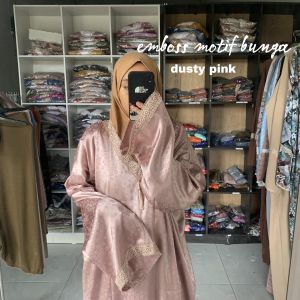 abaya sholat kayla matt emboss silk || mukena travel abaya mahar pernikahan abaya sholat354