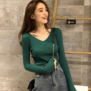 Design Fashion Slim V-Neck Knitted Top