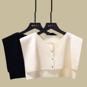 Pure Color Neck Protection Heattech Small Shawl Spring & Fall New Arrival Casual Easiest for Match Single-Breasted Fake Collar Air-Conditioned Room Small Shoulder