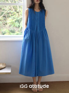 Váy Vest Không Tay Màu Xanh Klein 1313 Váy Mùa Hè Bằng Lụa Tencel Váy Mùa Hè Không Tay Màu Trắng Váy Công Sở Cao Cấp