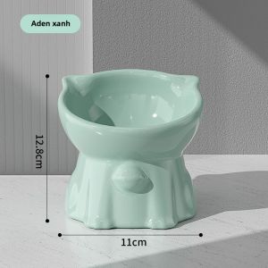 HELLOLEIBOO | Bát Thức Ăn Cho Mèo Gốm Đế Cao Chống Bẩn Môi Chống Tràn