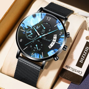 Đồng hồ nam cao cấp DIZIZID chính hãng dây thép lụa đen - Chống nước tốt - Chạy full 6 kim và lịch ngày - Thiét kế cá tính DZ6K8