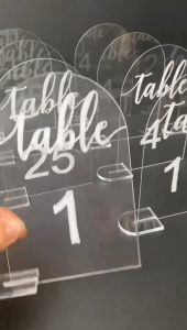 10 Pcs Clear Acrylic Wedding Table Numbers DIY Blank Arch Acrylic Seat Sign with Stand for Bar