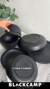 16pcs Camping Dinnerware Set Bowl Dish Plate Water Cup Black 16-Piece Set Outdoor Picnic 餐具套装