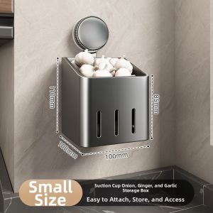 youqin | Garlic and Ginger Storage Rack Wall-Mounted Suction Cup No-Drill Basket