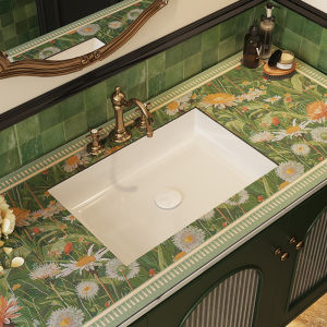 Thảm Chống Thấm Nước Phòng Tắm Phong Cách Sơn Dầu Thảm Chống Thấm Nước Mặt Bàn Phòng Tắm Vòi Bồn Thảm Thấm Hút Bằng Bùn Giun