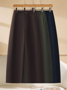 MEITESIJIAONU | Casual Khaki Scythe Pants Winter Thicken High Waist Straight Trousers