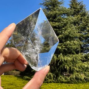 1 Piece White smelting Quartz Faceted Free Shape Crystal Ornament - Elegant Transparent Stone Home and Office Decor