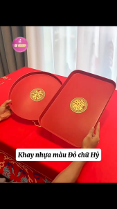 Khay nhựa chữ nhật ST GROUP màu đỏ đựng trái cây thực phẩm đồ dùng đa năng Mâm nhựa decor tiệc tùng Lễ Tết cưới hỏi Khay trà bánh hàng ngày chất liệu PP cao cấp an toàn