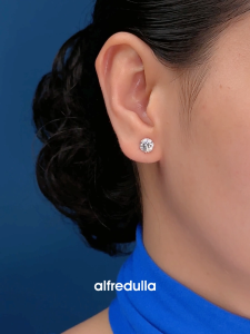 Alfredulla M 1ct Round Tiffset Moissanite Earrings