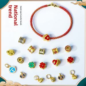 Handmade Sand Gold Gourd Pendant Lucky Bead Bracelet DIY Accessories for Men Alloy Plated Silver Gold Jewelry Fresh out