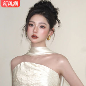 Brides Silk Ribbon Neck Hanging Pure Color Silk Scarf Wrap Belt Evening Gown Robe Decoration Accessories Womens Fashion