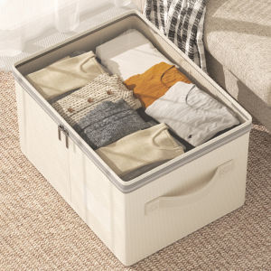 ​Large Capacity Clothing Storage Box Foldable Quilt Organizer Box With Lid Pants Sweater Storage Box With Zipper For Home Travel