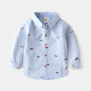 WAPYPY | Spring Autumn Oxford Cotton Full Printed Car Cartoon Long Sleeve Shirt