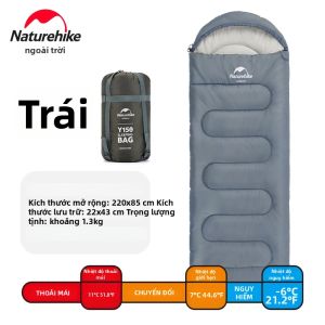 NatureHike | Naturehike Y150 Siêu Nhẹ Túi Ngủ Cotton 3 Mùa Ngoài Trời Cắm Trại Đi Bộ Đường Dài Loại Phong Bì Túi Ngủ Người Lớn Màu Xanh Dương/Xanh Lá