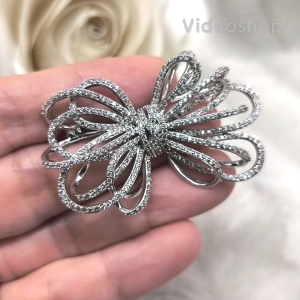 เข็มกลัด ฝังคริสตัลแท้ ลายโบ แบบผูก  ขนาดใหญ่ เครื่องประดับ BRH0236 ValueJewelry