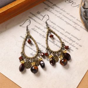 Retro Bohemian Tassel Earrings Long Womens Ethnic Style Fashion Jewelry Dangle Earrings Alloy Material Heart/Sphere/Bell Pattern