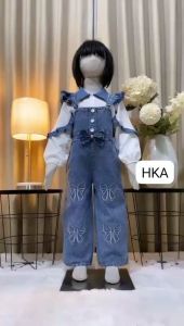 OVERALL SHAKILA JEANS MIX BORDIR KUPU-KUPU ANAK PEREMPUAN USIA 3 - 10 TAHUN / SET OVERALL SHAKILA MIX JEANS ANAK TERBARU