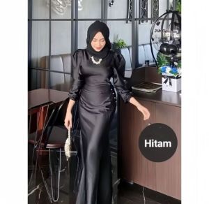 [ new arrival ] Elora Dress Satin Silk Premium | Baju Fashion Wanita Kondangan Wisuda | Couple Muslimah | Gamis Lebaran Bridesmaid Wedding
