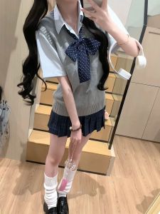 Basic Multi-Color JK Vest Soft Sister Commute Layering Versatile Outerwear Sweater Vest Top Spring Autumn Womens Fashion