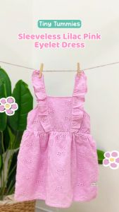 Tiny Tummies Dress with Headband Set Sleeveless Lilac Pink Eyelet Fabric - (DRH-W 6770 MD20)