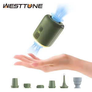 WESTTUNE Electric Air Pump Mini Portable Nano Pump 2 Rechargeable Battery with Camping Lantern for Sleeping Pads Air Pillow
