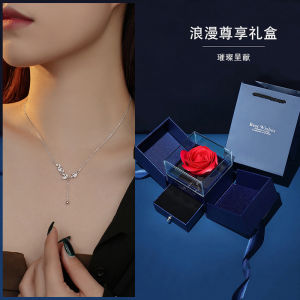 S999 เงินต่างหูแบนAnchorสร้อยคอผู้หญิงHigh-Endรู้สึกข้าวสาลีSpike Clavicle Chainของขวัญวันเกิดใหม่สําหรับหญิง