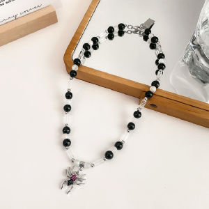 Diablo High Street Diamond Spider Pendant Black Bead Mosaic Clavicle Chain For Men And Women