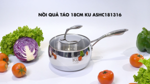 Nồi inox 316 quả táo (Đạt chuẩn FDA - Hoa kỳ)18cm cao cấp KUCHEN ASHS181316- BẢO HÀNH 10 NĂM