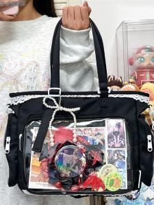 Túi Đựng Đồ Bằng Vải Polyester Dung Tích Lớn Phong Cách Cơ Bản Có Dây Buộc Hình Trái Tim Thường Ngày Dành Cho Người Hâm Mộ Âm Nhạc