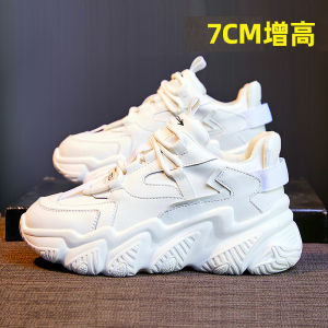 Leather Dad Shoes Womens Spring 2024 New Korean Style Versatile Thick Bottom Casual Breathable Running Sports Shoes