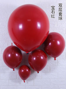 Double Layer Gem Red Pomegranate Red Large And Small round Latex Balloons Wedding Room Decoration 3D Heart Shape Tail Ball