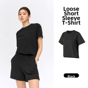 Loose Fit Womens T-shirt with Same-color Logo Offset Front and Back