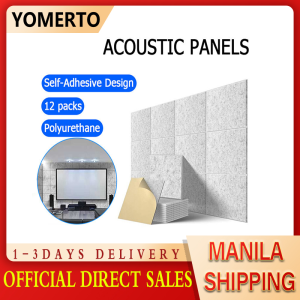 YOMERTO 12Pack Acoustic Panels Sound Proof Padding Bevled Edge Polyester Fiber Panels High Density Acoustic Treatment Wall Decoration for Home Office Studio 12"X12"X0.35"inch