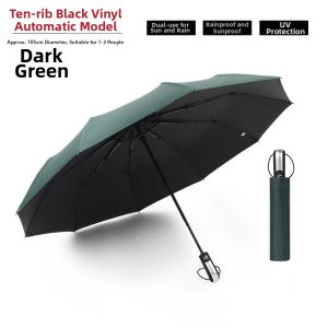 Black Rubberized UV Protection Sturdy Wind-Resistant Universal Folding Umbrella