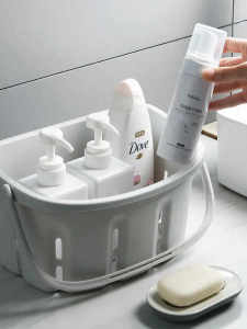 Plastic Bathroom Cosmetic Storage Basket Drainable Handheld Basket Shower Toiletry Organizer Toilet Miscellaneous Box