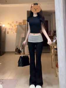 กางเกงวอร์มทรงหลวมเอวต่ำทรงขากระบอกยาวสำหรับผู้หญิง กางเกงขายาวทรงหลวมสไตล์เกาหลี กางเกงขายาวทรงหลวมสำหรับผู้หญิง