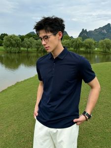 OUMULONG | Navy Blue Short Sleeve Polo Shirt