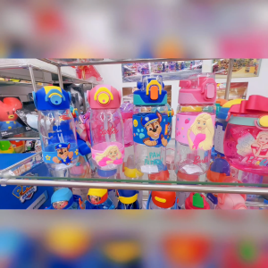 Kidztime sports bottle nozzle and straw water bottle for kids children Barbie Paw Patrol with handle for school outdoors