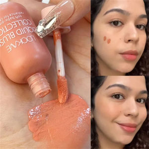 บลัชออนเหลวแบบอเนกประสงค์กันน้ำ2022ทาแก้มให้ความชุ่มชื่นริมฝีปากที่ปัดแก้มสีชมพูพีชสีส้มแดงแต่งหน้าบนใบหน้าบลัชออน