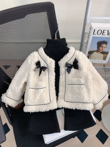 Princess Style Thickened Warm Fur Coat for Girls Baby Winter Outfit Integrated Leather And Fur Childrens Clothing 2024 New Arrival