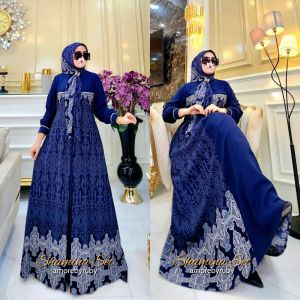 bintang Exlusive set hijab gamis motif simple produk Amore by ruby edisi shamina dress