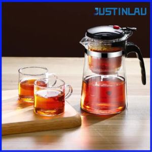 JUSTINLAU 500ml-1800ml Borosilicate Glass Teapot Tea Infuser with Tea Compartment Classic Tea Set Gift for Home and Office Use