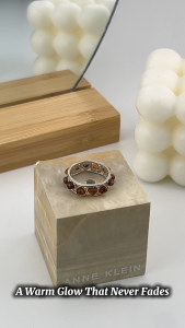 MILLENNE Multifaceted Baltic Amber Multi-Tone Eternity Silver Ring with 925 Sterling Silver (MLP-01)