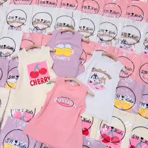 Váy bé gái váy sát nách 4 màu cotton Quảng Châu