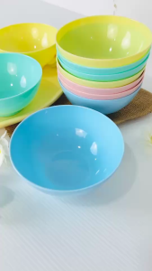 ชามพลาสติก ถ้วยพลาสติก ถ้วยใส่ของหวาน ถ้วยแบ่ง ชามไนล่อนขายยกโหล (รหัส442)สีพาสเทล